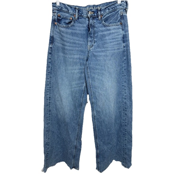 American Eagle Outfitters Denim - American Eagle Super High Rise Baggy Wide Leg Jean Women Size 6 Light Blue 28x30